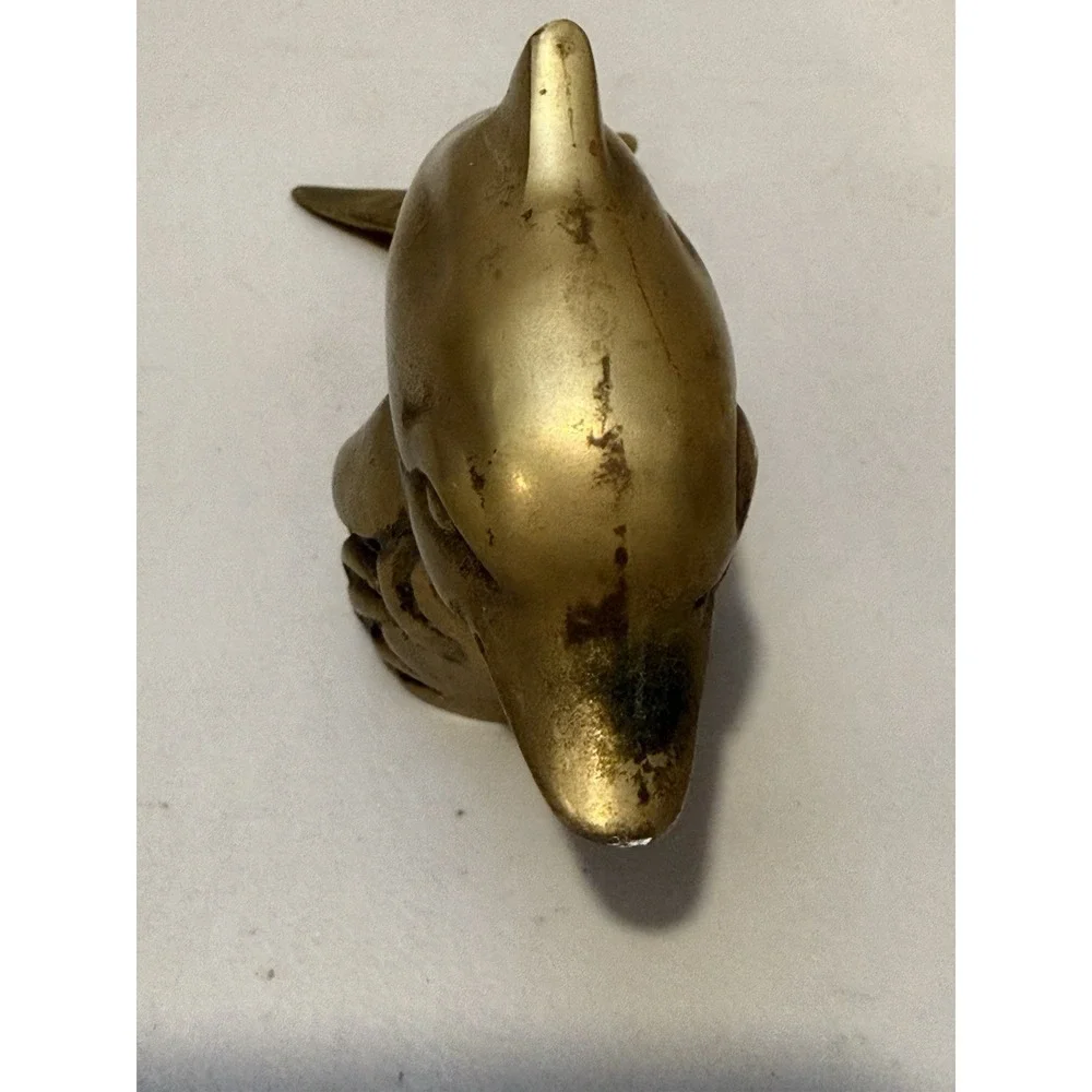 Vintage Solid Brass Dolphin figurine 5